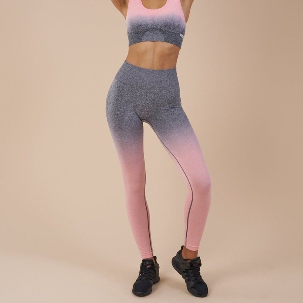Gymshark Ombre Seamless Leggings - Peach Pink/Grey